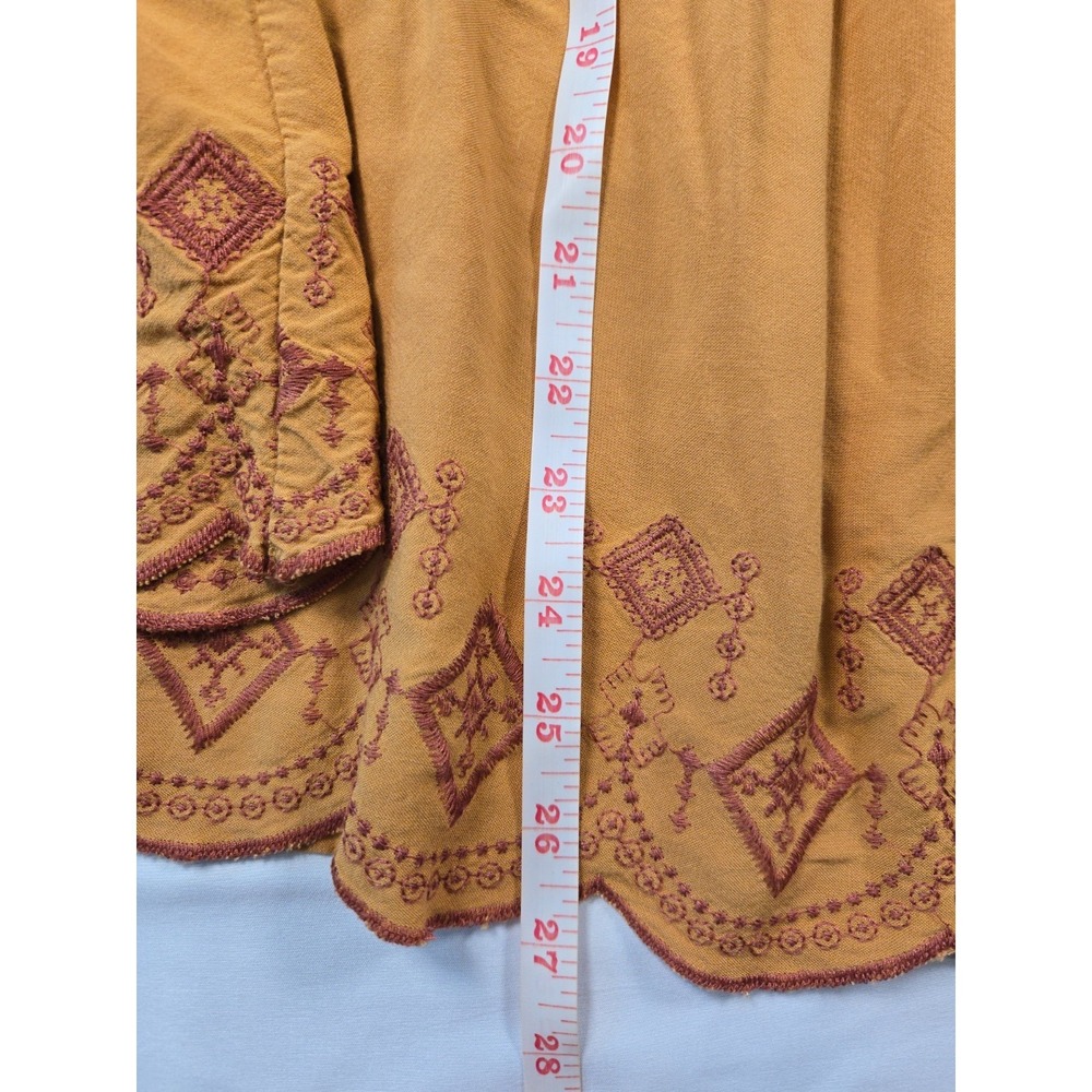 Spiced Orange Boho Embroidered Bell Sleeve Peasant Top Sz 26/28 Floral Hippie - Picture 10 of 15